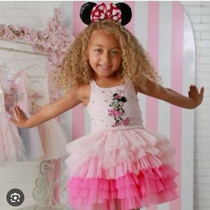 Ooh! La La Couture pink Minnie Mouse tiered ruffle dress pink Disney 4t/4 girls